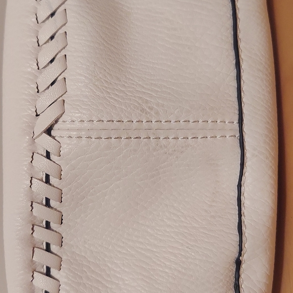 Sondra Roberts Squared White Faux Leather Hobo Handbag w/ Metallic Braided Strap - Picture 8 of 16